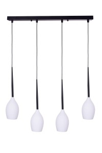 RIO-4 czarny/biały lampa sufitowa wisząca klosze szklane mleczne regulacja wysokości ↔53cm  ↕90cm 4xE14 