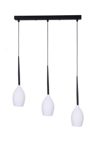RIO-3 czarny/biały lampa sufitowa wisząca klosze szklane mleczne regulacja wysokości ↔53cm  ↕90cm 3xE14 
