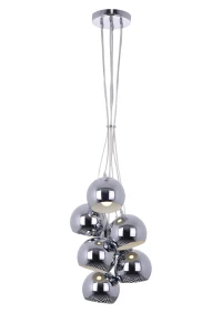 NEVA-7 chrom stylowa lampa sufitowa wisząca klosze metalowe kule loft industrial Ø45cm ↕120cm 7xE27