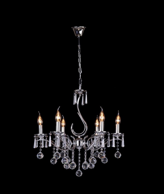 MAXIME chrom stylowa i nastrojowa lampa wisząca żyrandol kryształowy świecznik styl glamour Ø58cm ↕125cm 6xE14 hurt