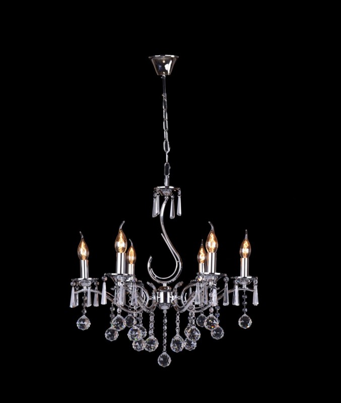 MAXIME chrom stylowa i nastrojowa lampa wisząca żyrandol kryształowy świecznik styl glamour Ø58cm ↕125cm 6xE14 hurt