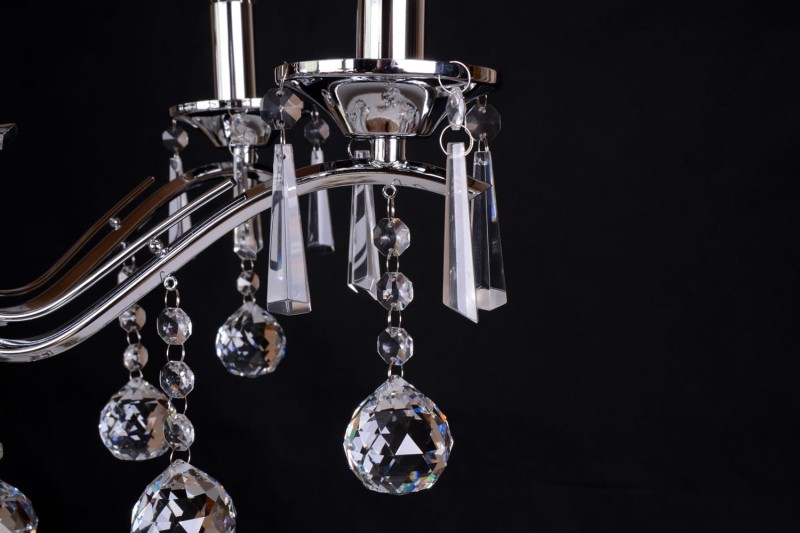 MAXIME chrom stylowa i nastrojowa lampa wisząca żyrandol kryształowy świecznik styl glamour Ø58cm ↕125cm 6xE14 hurt