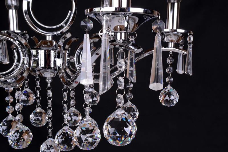 MAXIME chrom stylowa i nastrojowa lampa wisząca żyrandol kryształowy świecznik styl glamour Ø58cm ↕125cm 6xE14 hurt
