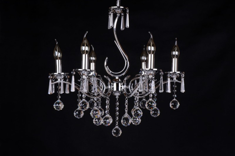 MAXIME chrom stylowa i nastrojowa lampa wisząca żyrandol kryształowy świecznik styl glamour Ø58cm ↕125cm 6xE14 hurt
