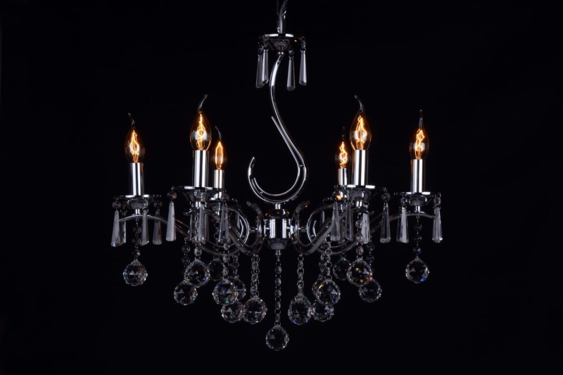 MAXIME chrom stylowa i nastrojowa lampa wisząca żyrandol kryształowy świecznik styl glamour Ø58cm ↕125cm 6xE14 hurt