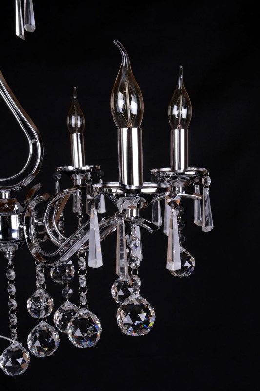 MAXIME chrom stylowa i nastrojowa lampa wisząca żyrandol kryształowy świecznik styl glamour Ø58cm ↕125cm 6xE14 hurt