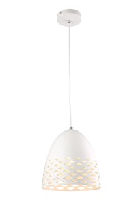 MALTA biała lampa sufitowa wisząca klosz metalowy ażurowy kuchnia nad wyspę lub blat regulacja wysokości Ø25cm  ↕135cm 1xE27 