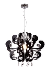 LIRA czarna duża lampa sufitowa wisząca klosz akrylowy styl cygański Ø60cm ↕49cm  całk.↕160cm regulacja wysokości 1xE27