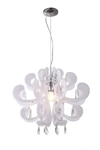 LIRA biała duża lampa sufitowa wisząca klosz akrylowy styl gypsy  Ø60cm ↕49cm  całk.↕160cm regulacja wysokości 1xE27