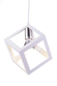 LINO biała lampa sufitowa wisząca styl loft industrial kuchnia nad wyspę lub blat ↔↗ 26x26cm ↕155cm 1xE27