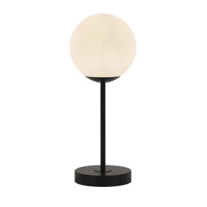 LIXA-1T XL MB/WH  lampka stołowa czarny mat klosz szklany biały mleczny 1xE27