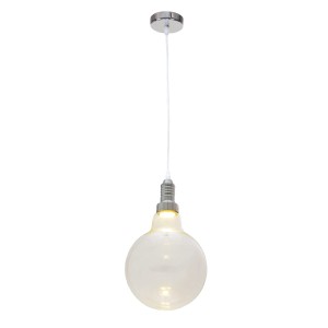 LAURA LED chrom lampa sufitowa wisząca "żarówka" klosz szklany styl vintage loft industrial Ø21cm ↕165cm 4W 3000K