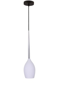 LANTERNA-C  biały/chrom/czarny lampa sufitowa wisząca klosz szklany mleczny loft Ø13cm ↕120cm 1xE14 