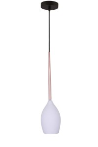 LANTERNA-B biały/miedź/czarny lampa sufitowa wisząca klosz szklany mleczny loft Ø13cm ↕120cm 1xE14