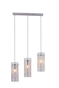 ISMENA-3 lampa sufitowa wisząca klosz szklany ozdobny z kryształkami nad wyspę do salonu 3xE27