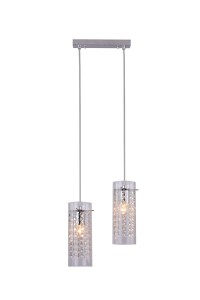 ISMENA-2 lampa sufitowa wisząca klosz szklany ozdobny z kryształkami  nad wyspę do salonu 2xE27 