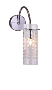ISMENA-1K lampa  ścienna kinkiet klosz szklany ozdobny z kryształkami  salon kuchnia korytarz 1xE27