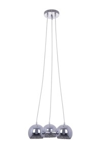 INES chrom duża lampa wisząca potrójna klosze metalowe jadalnia salon regulacja wysokości Ø38cm ↕125cm 3xE27