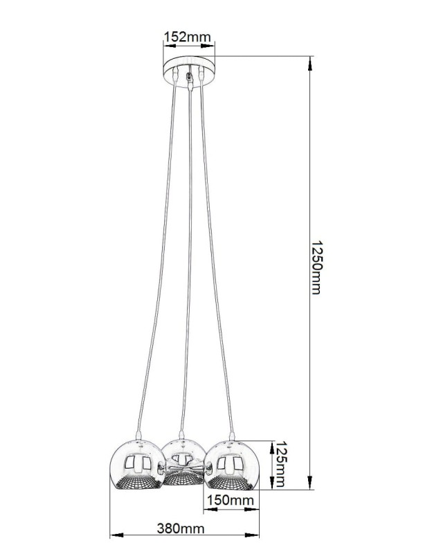 INES chrom lampa zwis potrójny