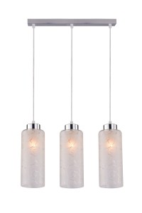GRACJA-3 chrom stylowa lampa wisząca potrójna klosz szklany ozdobny regulacja wysokości kuchnia nad wyspę blat lub stół  ↔ 47cm  ↕140cm 3xE27