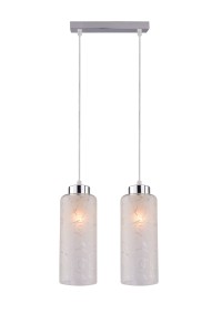 GRACJA-2 chrom stylowa lampa wisząca potrójna klosz szklany ozdobny regulacja wysokości kuchnia nad wyspę blat lub stół ↔27cm  ↕140cm 2xE27