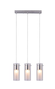 GIANNA-3 chrom lampa sufitowa potrójna  klosz szklany podwójny kuchnia nad wyspę hit sprzedaży ↔47cm ↕140cm 3xE27