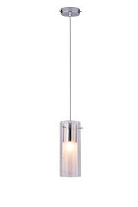 GIANNA-1 chrom lampa sufitowa pojedyncza klosz szklany podwójny kuchnia nad wyspę hit sprzedaży ↔10cm ↕140cm 1xE27