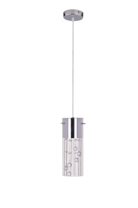 FINEZJA-1 chrom stylowa elegancja lampa wisząca klosz szkło + kryształki regulacja wysokości kuchnia nad wyspę lub blat ↔47cm ↕140cm1xE27 hurt