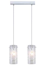 EVITA-2 chrom lampa sufitowa podwójna klosz szklany ozdobny  hit sprzedaży kuchnia nad wyspę lub blat ↔27cm  ↕140cm 2xE27