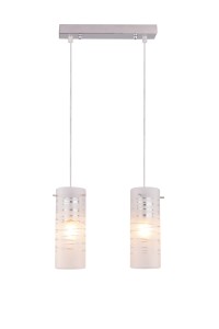 ESTELLA-2 chrom lampa sufitowa podwójna klosz szklany ozdobny  hit sprzedaży kuchnia nad wyspę lub blat  ↔27cm  ↕140cm 2xE27