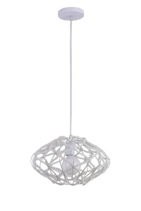 ELODIA stylowa lampa wisząca białe koraliki ażur kuchnia sypialnia Ø31cm  ↕140cm 1xE27 