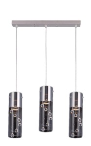 ELITA-3 chrom lampa sufitowa potrójna klosz szklany ozdobne kryształki kuchnia nad wyspę hit sprzedaży ↔47cm ↕140cm 3xE27 hurt