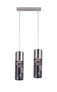 ELITA-2 chrom lampa sufitowa podwójna klosz szklany ozdobne kryształki kuchnia nad wyspę hit sprzedaży ↔27cm ↕140cm 2xE27 hurt