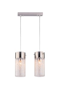 DOLORES-2 chrom stylowa lampa sufitowa wisząca podwójna ozdobny klosz kuchnia nad wyspę lub blat ↔27cm  ↕145cm 2xE27