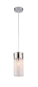 DOLORES-1 chrom stylowa lampa sufitowa wisząca pojedyncza ozdobny klosz kuchnia nad wyspę lub blat Ø11cm ↕145cm 1xE27
