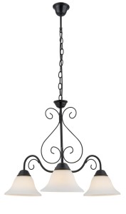 DEMETER-3 czarny mat stylowa lampa wisząca klosze mleczne szklane styl retro/vintage 3xE27