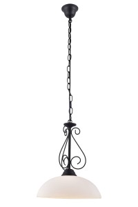 DEMETER-1 czarny mat stylowa lampa wisząca klosz mleczny szklany styl retro/vintage  Ø30cm  ↕115cm 1xE27 
