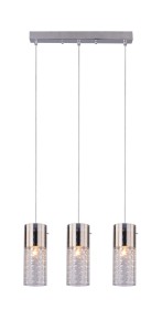 CLARISA-3 chrom+kryształ lampa sufitowa wisząca 3xE27 nad wyspę do salonu 
