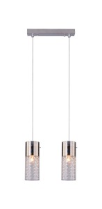 CLARISA-2 chrom+kryształ lampa sufitowa wisząca 2xE27 nad wyspę do salonu 
