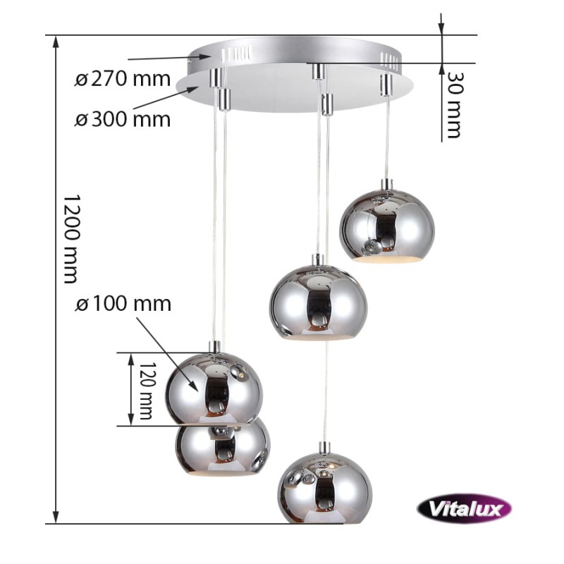 ARTEMIDA-5 chrom lampa zwis 5*GU10