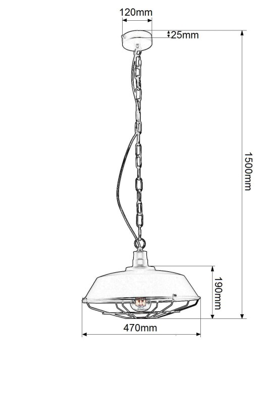 AMELIA loft zwis pojedyńczy klosz metal czarny