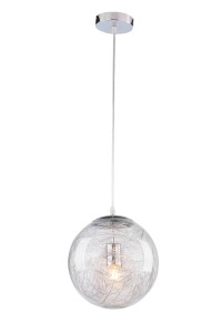 ADORIA chrom nowoczesna nastrojowa lampa wisząca duża kula ∅ 30cm klosz szklany wypełnienie drucik 1xE27 