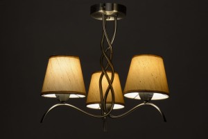 ROCCA-3 antyczny mosiądz (antyk) ozdobna lampa sufitowa wisząca klosze abażury tkanina styl retro Ø48cm ↕40cm 3xE27