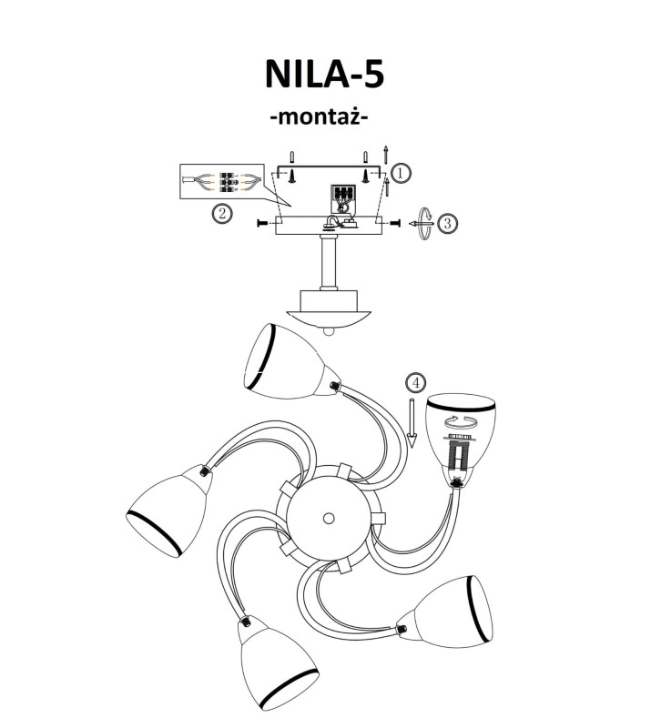 NILA-5 antyczny mosiądz lampa  sufit żyrandol