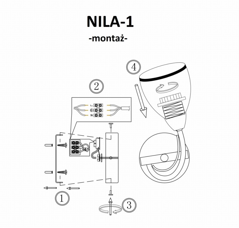 NILA-1/W antyczny mosiądz lampa ścienna