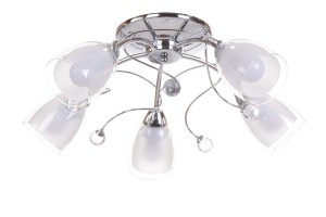 MACARENA-5 chrom lampa sufitowa żyrandol podwójny klosz szklany ozdobne kryształki styl klasyczny 5xE27