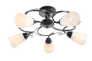 LEA-5B czarna perła klasyczna lampa sufitowa żyrandol klosze szklane ozdobne Ø55cm ↕23cm 5xE27 