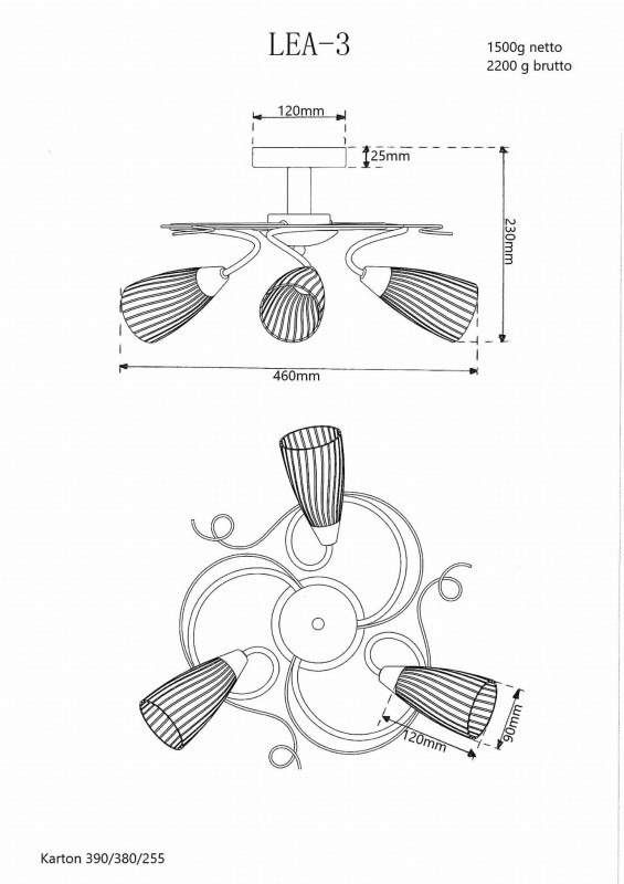 LEA-3B pearl black lampa żyrandol