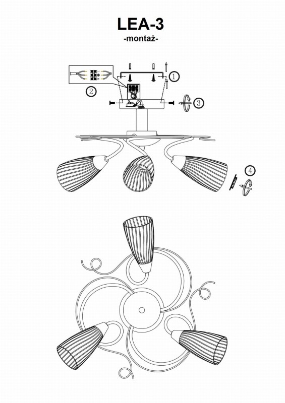 LEA-3B pearl black lampa żyrandol