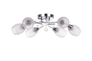 IDALIA-6 chrom duży żyrandol lampa sufitowa klosze szklane piaskowane we wzorki 6xE27 klasyk 